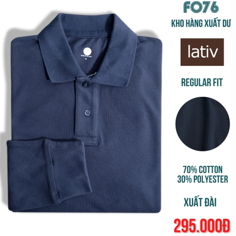 LATIV - ÁO THUN NAM POLO TAY DÀI CÓ CỔ MÀU XANH NAVY