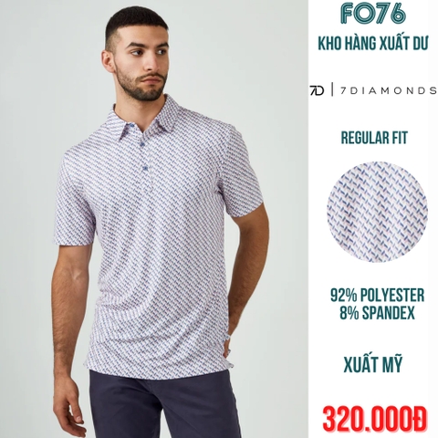 7 DIAMONDS - ÁO THUN NAM POLO GOLF TAY NGẮN CÓ CỔ HOẠ TIẾT MÀU HỒNG - RN# 101880