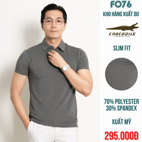 CROCODILE - ÁO THUN CÓ CỔ POLO NAM TAY NGẮN MÀU XÁM
