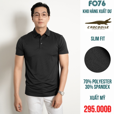 CROCODILE - ÁO THUN CÓ CỔ POLO NAM TAY NGẮN MÀU ĐEN