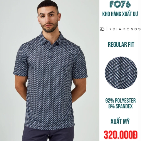 7 DIAMONDS - ÁO THUN NAM POLO GOLF TAY NGẮN CÓ CỔ HOẠ TIẾT MÀU ĐEN - RN# 101880