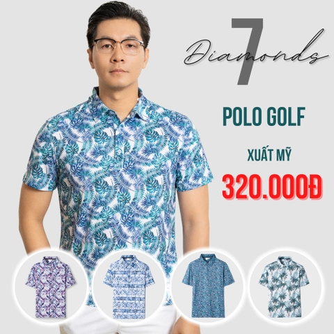 7 DIAMONDS - ÁO THUN NAM POLO GOLF  TAY NGẮN CÓ CỔ HOẠ TIẾT TỔNG HỢP