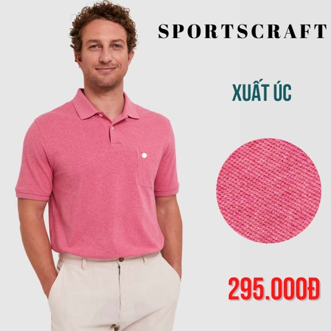 SPORTSCRAFT - ÁO THUN NAM POLO TAY NGẮN CÓ CỔ MÀU HỒNG