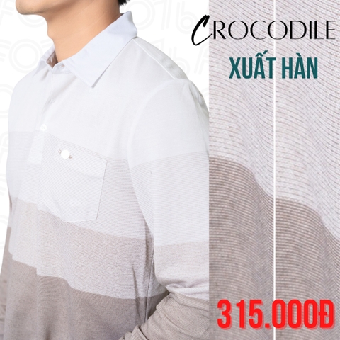 CROCODILE - ÁO THUN POLO NAM DÀI TAY SỌC 3 MÀU