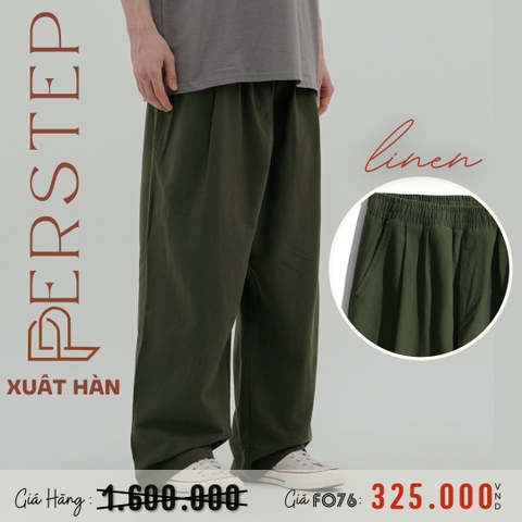 PERSTEP - QUẦN LINEN NAM ỐNG RỘNG XUẤT HÀN MÀU RÊU