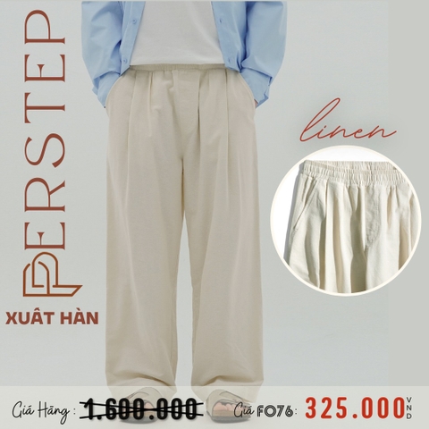 PERSTEP - QUẦN LINEN NAM ỐNG RỘNG XUẤT HÀN MÀU KEM