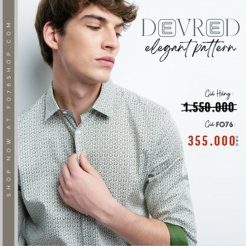 DEVRED - ÁO SƠ MI NAM DÀI TAY HỌA TIẾT CỔ ĐIỂN XUẤT MỸ