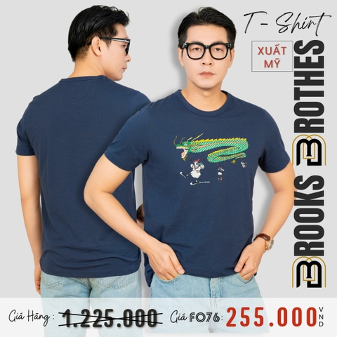 BROOKS BROOTHES - ÁO THUN NAM CỔ TRÒN TAY NGẮN XUẤT MỸ MÀU XANH NAVY