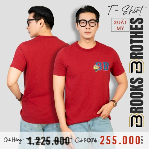 BROOKS BROTHERS - ÁO THUN NAM CỔ TRÒN NGẮN TAY XUẤT MỸ MÀU ĐỎ