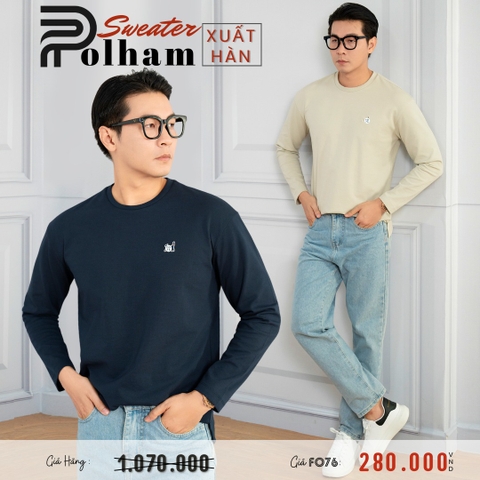 POLHAM - ÁO THUN NAM CỔ TRÒN DÀI TAY XUẤT HÀN