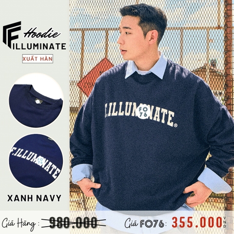 FILLUMINATE - ÁO THUN NAM CỔ TRÒN HOODIE XUẤT HÀN XANH NAVY