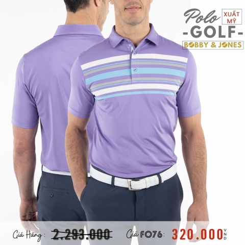 BOBBY & JONES - ÁO THUN NAM POLO GOLF XUẤT MỸ SỌC NGANG MÀU TÍM