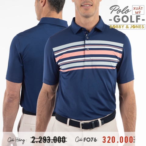 BOBBY & JONES - ÁO THUN NAM POLO GOLF XUẤT MỸ SỌC NGANG MÀU XANH ĐẬM