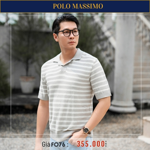 POLO MASSIMO - ÁO POLO NAM DỆT KIM MONTAGUT CAO CẤP KẺ SỌC NGANG MÀU XÁM