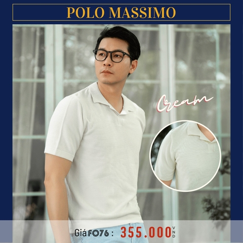 POLO MASSIMO - ÁO POLO NAM DỆT KIM MONTAGUT CAO CẤP KẺ SỌC NGANG XANH ĐEN - KEM