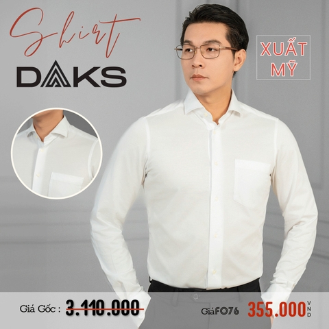DAKS - ÁO SƠ MI NAM TAY DÀI MÀU TRẮNG XUẤT MỸ