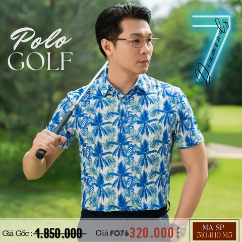 7 DIAMONDS - ÁO THUN POLO GOLF NAM HOẠ TIẾT CÂY DỪA XUẤT MỸ