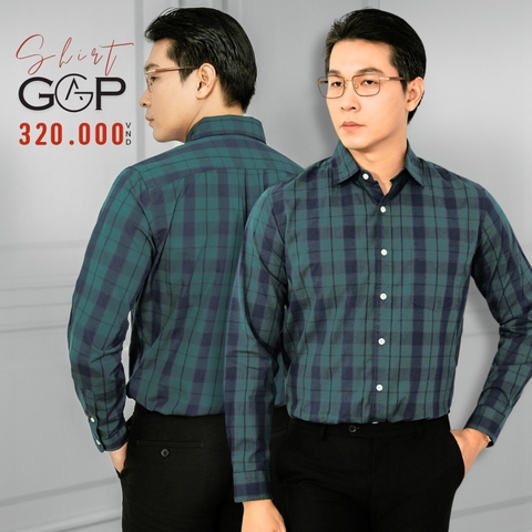 ÁO SƠ MI NAM CA RÔ TAY DÀI MÀU XANH LÁ RN#137013