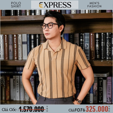 EXPRESS - ÁO THUN POLO NAM TAY NGẮN MÀU NÂU SỌC ĐEN RN# 55285