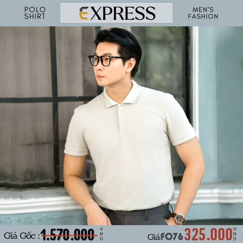 EXPRESS - ÁO THUN POLO NAM TAY NGẮN MÀU TRẮNG KEM