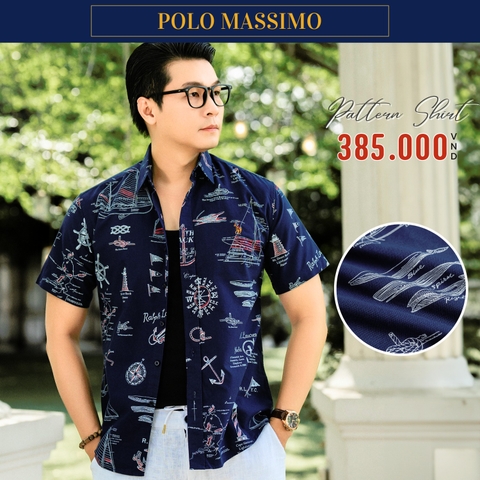 POLO MASSIMO - ÁO SƠ MI NAM TAY NGẮN HOẠ TIẾT MỎ NEO