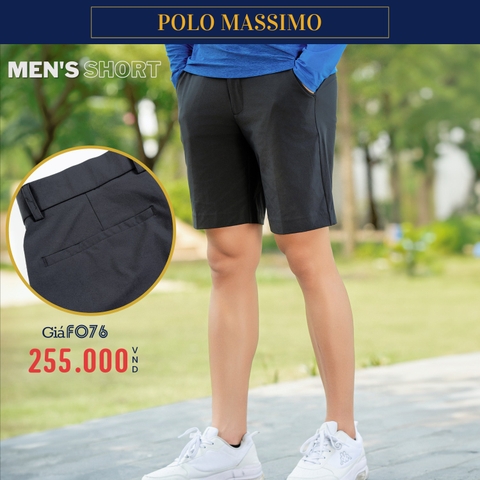 POLO MASSIMO - QUẦN SHORTS NAM CAO CẤP MÀU XÁM ĐẬM