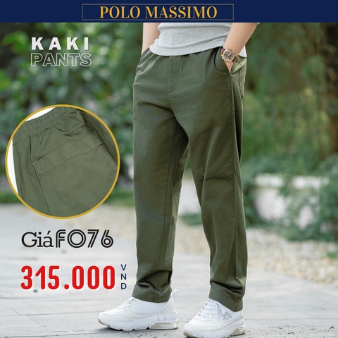 POLO MASSIMO - QUẦN DÀI NAM KAKI LƯNG THUN MÀU RÊU