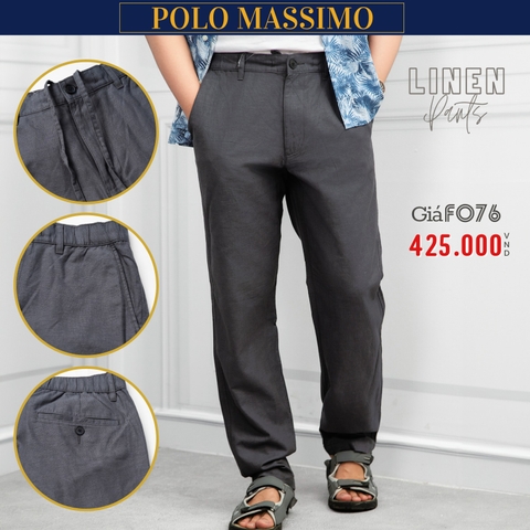 POLO MASSIMO - QUẦN DÀI LINEN NAM ỐNG SUÔNG MÀU XÁM