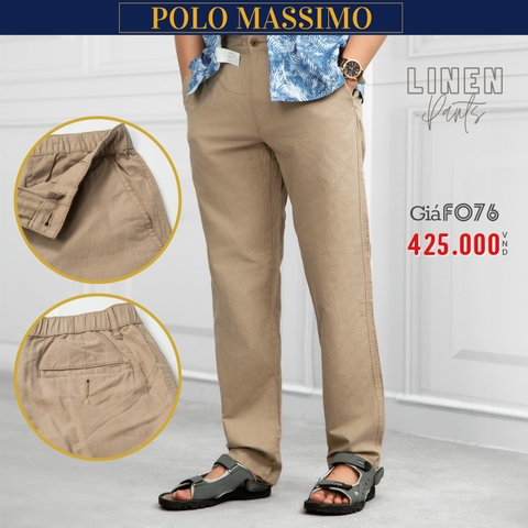 POLO MASSIMO - QUẦN DÀI LINEN NAM ỐNG SUÔNG MÀU NÂU