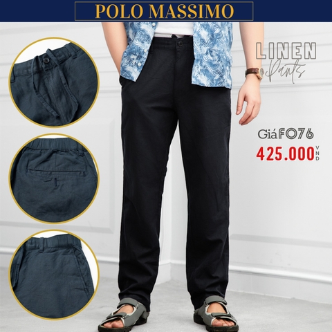 POLO MASSIMO - QUẦN DÀI LINEN NAM ỐNG SUÔNG MÀU XANH ĐEN