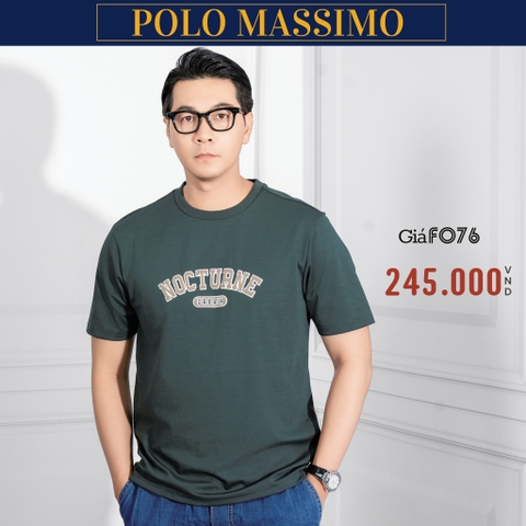 POLO MASSIMO - ÁO THUN NAM CỔ TRÒN TAY NGẮN CAO CẤP MÀU RÊU AT4310V2