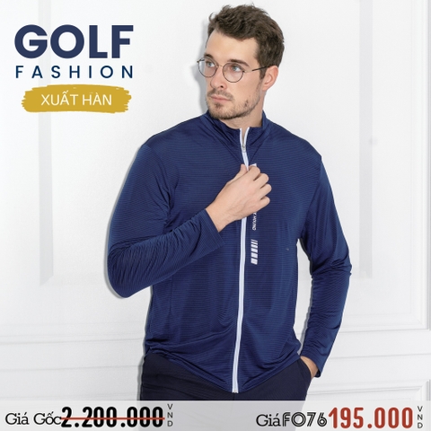 ÁO THUN GOLF NAM CỔ TRÒN TAY DÀI XUẤT HÀN MÀU XANH NAVY AT4330T