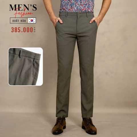 QUẦN TÂY NAM ỐNG ĐỨNG PHỐI LƯNG THUN HAI BÊN XUẤT HÀN MÀU XÁM NÂU QT4605T11