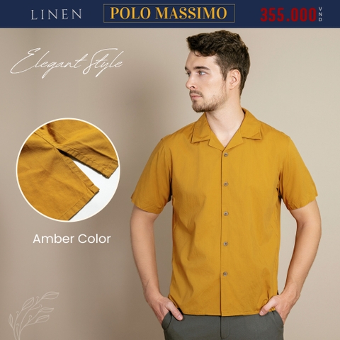 ÁO SƠ MI NAM LINEN TAY NGẮN CỔ DANTON MÀU NÂU VÀNG SM4429D-B1