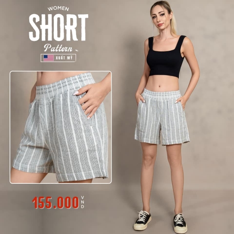 QUẦN SHORT NỮ LƯNG THUN XUẤT MỸ MÀU XÁM QSN4521H2