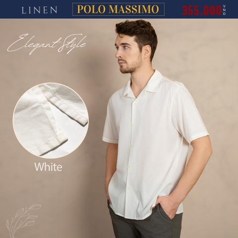 ÁO SƠ MI NAM LINEN TAY NGẮN CỔ DANTON MÀU TRẮNG SM4429D-T
