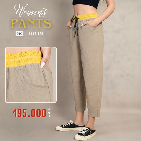 QUẦN DÀI NỮ LƯNG THUN XUẤT HÀN MÀU NÂU QN4714L2