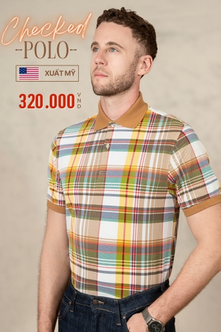 ÁO POLO NAM TAY NGẮN XUẤT MỸ KẺ CA RÔ MÀU VÀNG PL4720H1