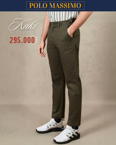 QUẦN DÀI KAKI NAM CAO CẤP MÀU RÊU QKK4709H