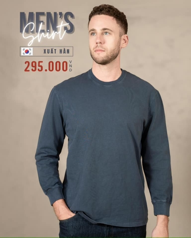 ÁO THUN NAM CỔ TRÒN TAY DÀI XUẤT HÀN MÀU XÁM AT4722H3