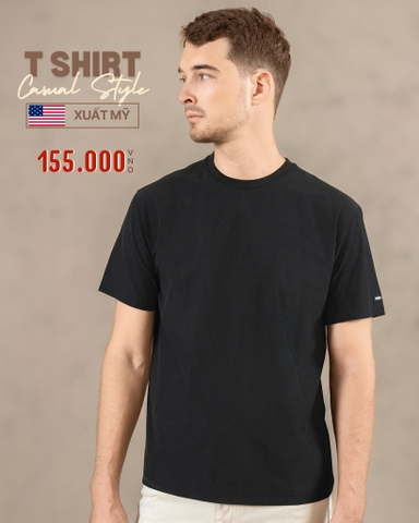ÁO THUN NAM CỔ TRÒN TAY NGẮN XUẤT MỸ MÀU ĐEN AT4723T5