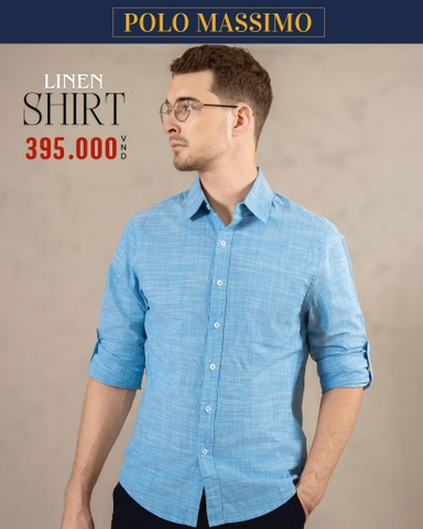 ÁO SƠ MI NAM LINEN TAY DÀI MÀU XANH DƯƠNG NHẠT SM4825T7
