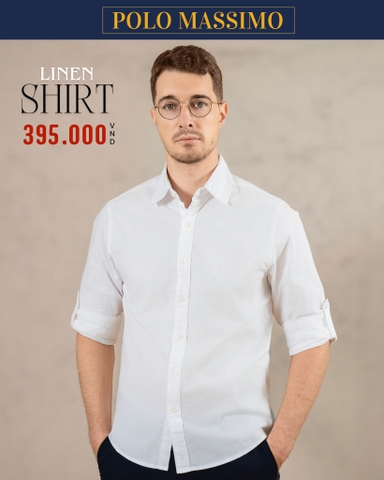 ÁO SƠ MI NAM LINEN TAY DÀI MÀU TRẮNG SM4825T1