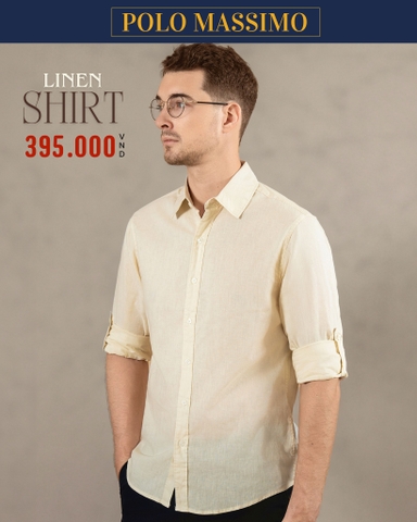 ÁO SƠ MI NAM LINEN TAY DÀI MÀU KEM SM4825T2