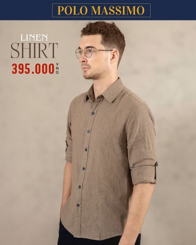 ÁO SƠ MI NAM LINEN TAY DÀI MÀU NÂU TÂY SM4825T4
