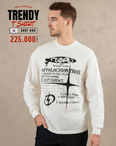 ÁO THUN NAM TAY DÀI MÀU TRẮNG IN HÌNH CÁ TÍNH AT4804H2