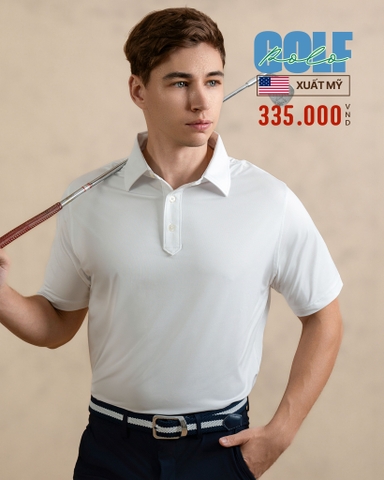 ÁO POLO GOLF NAM TAY NGẮN XUẤT MỸ MÀU TRẮNG PL4425T22