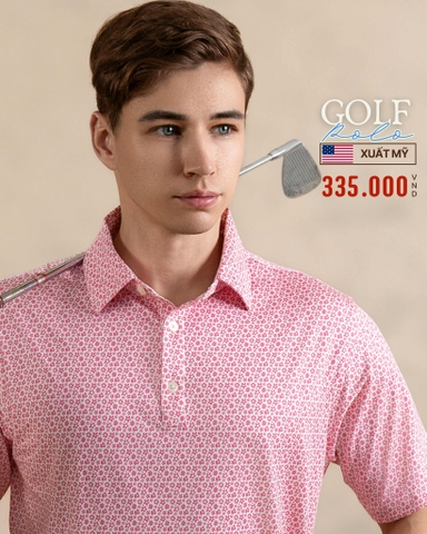 ÁO POLO GOLF NAM TAY NGẮN XUẤT MỸ HOA NHÍ MÀU HỒNG PL4425T29