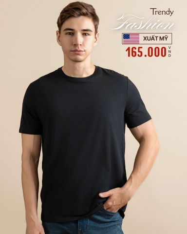 ÁO THUN NAM CỔ TRÒN TAY NGẮN XUẤT MỸ MÀU ĐEN AT4909L7