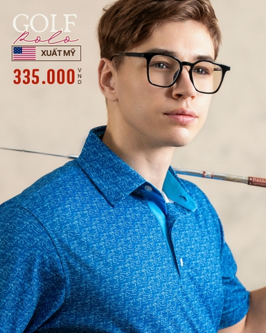 ÁO POLO GOLF NAM TAY NGẮN XUẤT MỸ MÀU XANH DƯƠNG PL4425T48